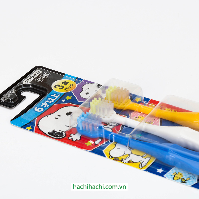 Bàn chải đánh răng cho bé từ 6 tuổi lông mềm Ebisu Snoopy 3 cái (Nhiều mẫu)-Giao mẫu ngẫu nhiên thương hiệu EBISU