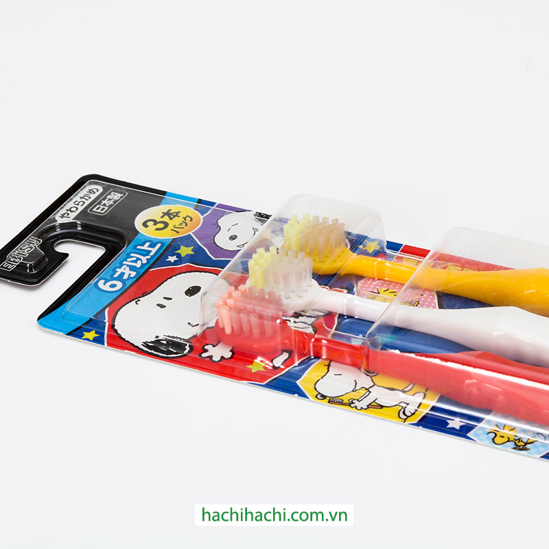 Bàn chải đánh răng cho bé từ 6 tuổi lông mềm Ebisu Snoopy 3 cái (Nhiều mẫu)-Giao mẫu ngẫu nhiên thương hiệu EBISU
