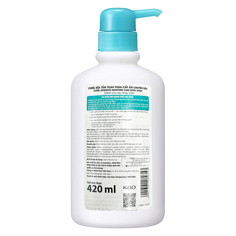 Sữa tắm toàn thân cấp ẩm chuyên sâu Nhật Bản Curel 420ml Cho da khô & nhạy cảm thương hiệu 