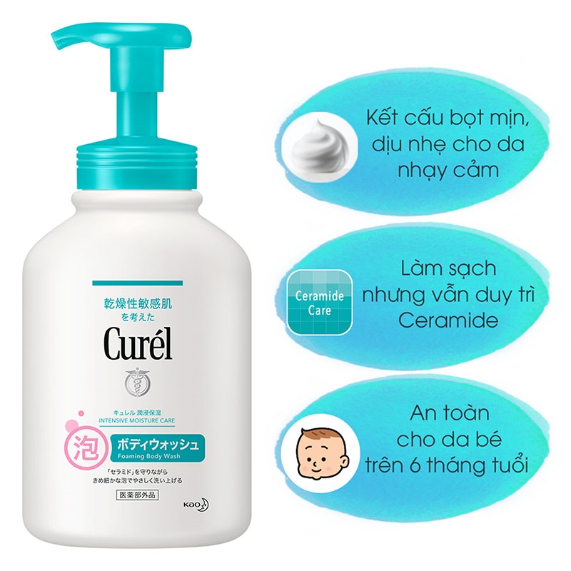 Sữa tắm toàn thân cấp ẩm chuyên sâu dạng bọt Curel 480ml
 thương hiệu 