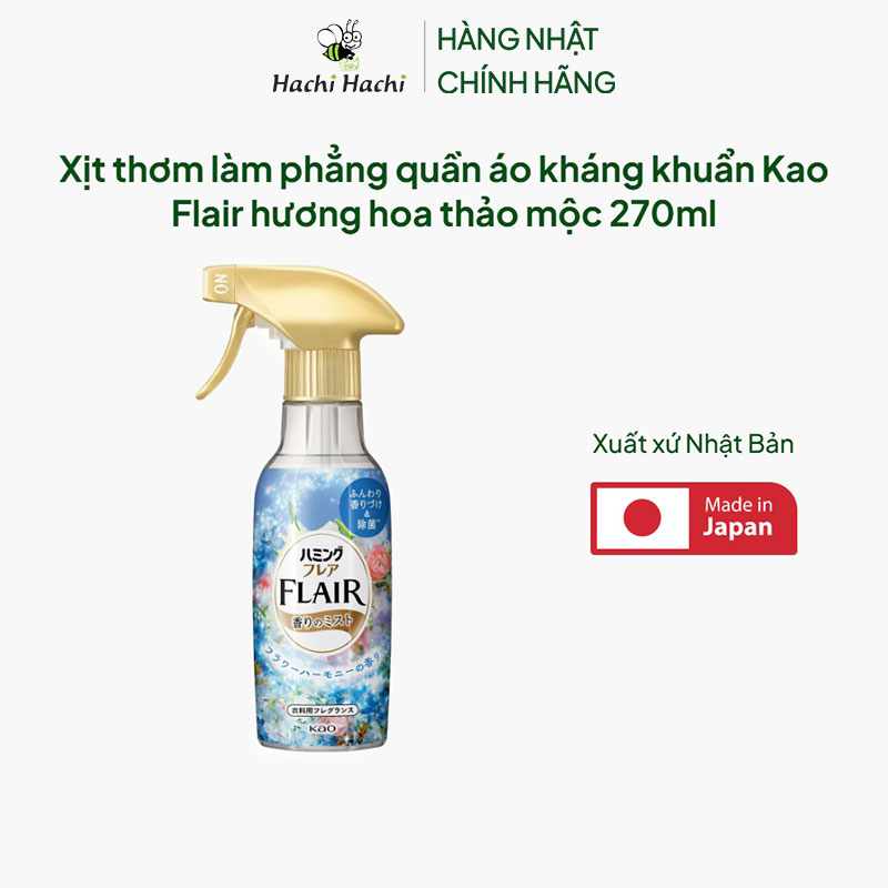 Xịt thơm làm phẳng quần áo kháng khuẩn Nhật Bản Kao Flair hương hoa thảo mộc 270ml thương hiệu KAO