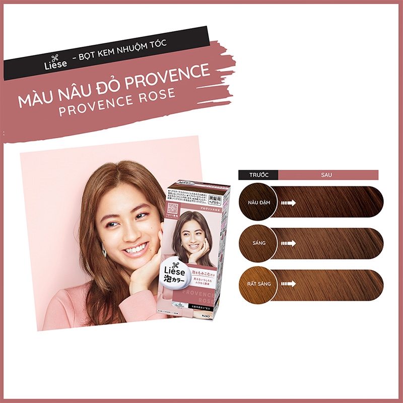 Bọt kem nhuộm tóc thời trang Kao Liese-Nâu đỏ Provence Rose thương hiệu KAO