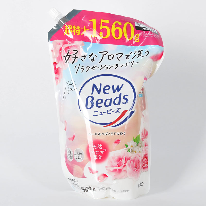 Nước giặt xả kháng khuẩn khử mùi, chống nhăn Kao New Beads Hương hoa hồng mộc lan 1560g thương hiệu KAO