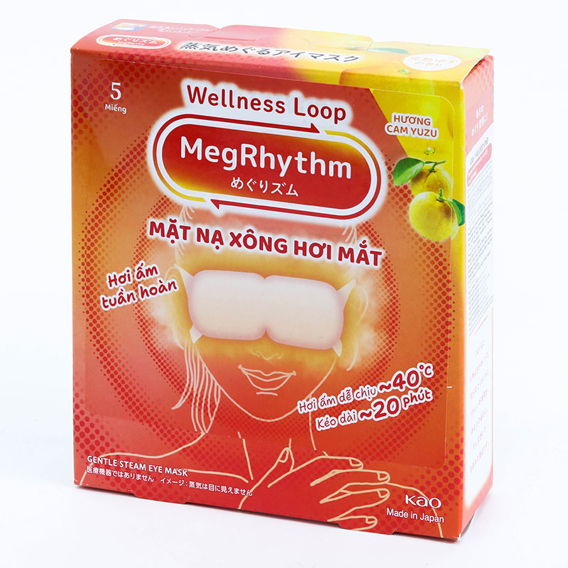 Mặt nạ xông hơi mắt MegRhythm hương cam yuzu 5 miếng thương hiệu KAO