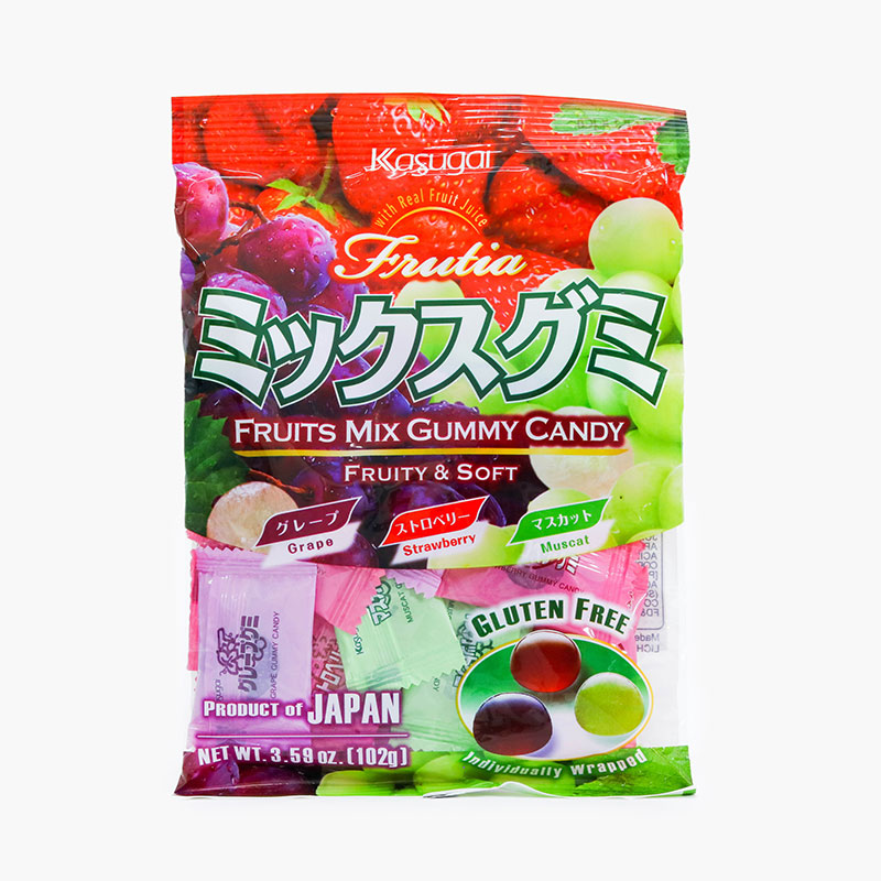 Kẹo dẻo Nhật Bản Kasugai trái cây vị nho dâu nho xanh 102g thương hiệu KASUGAI SEIKA