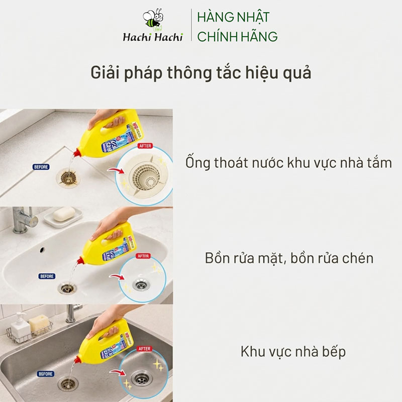 Nước thông cống Nhật Bản phân giải tóc, cặn bẩn, khử mùi, kháng khuẩn Kaneyo 1kg thương hiệu KANEYO