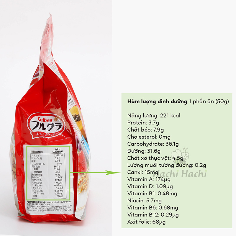 Thực phẩm bổ sung: Ngũ cốc trái cây Calbee 600g, giàu chất xơ, vitamin thương hiệu CALBEE