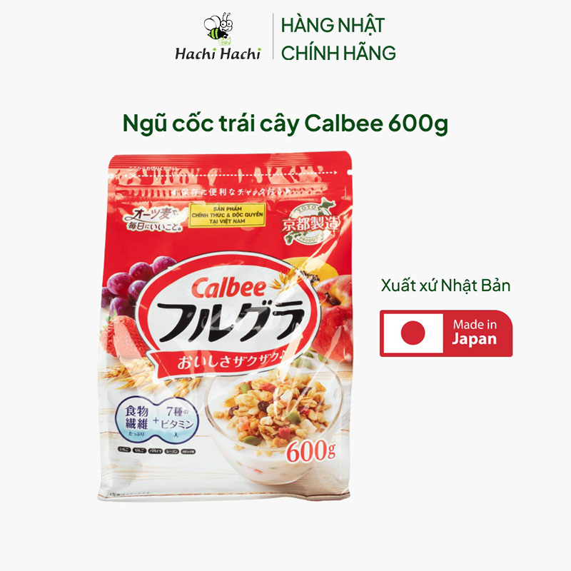 Thực phẩm bổ sung: Ngũ cốc trái cây Calbee 600g, giàu chất xơ, vitamin thương hiệu CALBEE