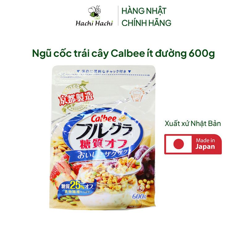 Ngũ cốc trái cây Calbee ít đường 600g Bổ sung chất xơ, sắt, vitamin thương hiệu CALBEE