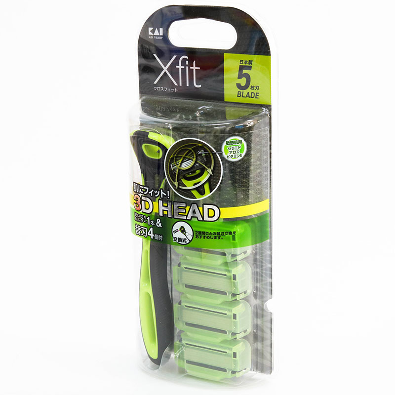 Dao cạo râu 5 lưỡi kép KAI (1 Cây và 4 Đầu Lưỡi XF5-4BS) thương hiệu KAI