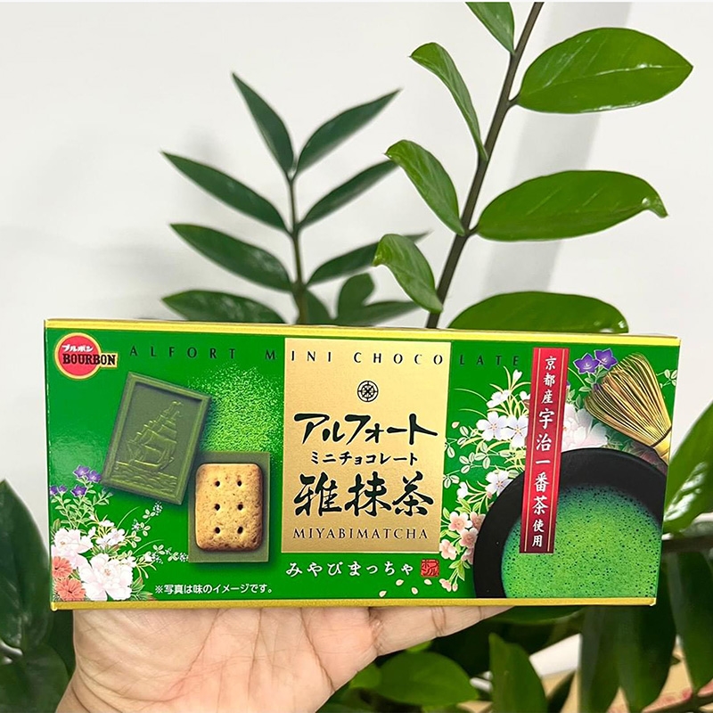 Bánh quy socola Alfort vị trà xanh cao cấp Bourbon, sử dụng Matcha Uji thượng hạng 60g (12 cái) thương hiệu BOURBON