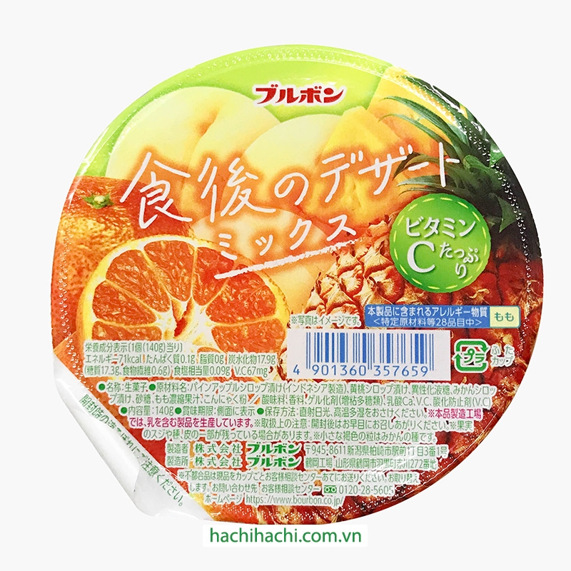 Thạch rau câu mix vị trái cây Bourbon ít calo, bổ sung Vitamin C 140g thương hiệu BOURBON