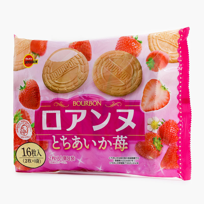 Bánh quy Nhật Bản Roanne vị dâu Bourbon 113,6g (2 cáix8 gói) thương hiệu BOURBON