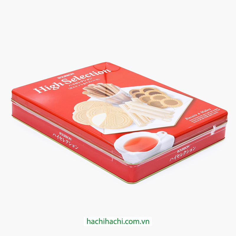 Bánh quy High Selection hộp thiếc 6 loại 333.2g (43 gói) thương hiệu BOURBON