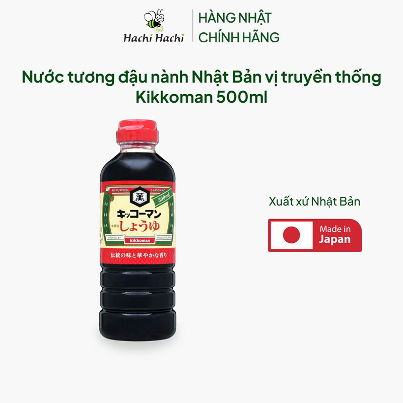 Nước tương đậu nành Nhật Bản vị truyền thống Kikkoman 500ml thương hiệu KIKKOMAN