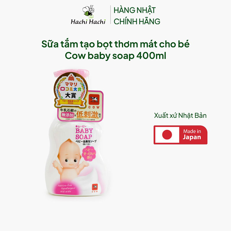 Sữa tắm tạo bọt thơm mát cho bé Cow baby soap 400ml thương hiệu COW SOAP