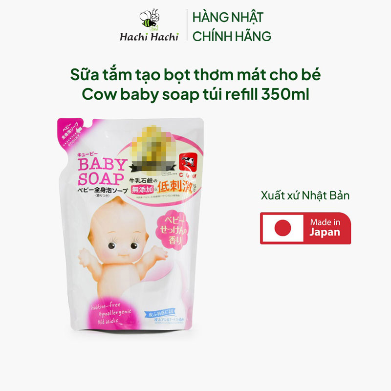 Sữa tắm tạo bọt thơm mát cho bé Cow baby soap túi refill 350ml thương hiệu COW SOAP