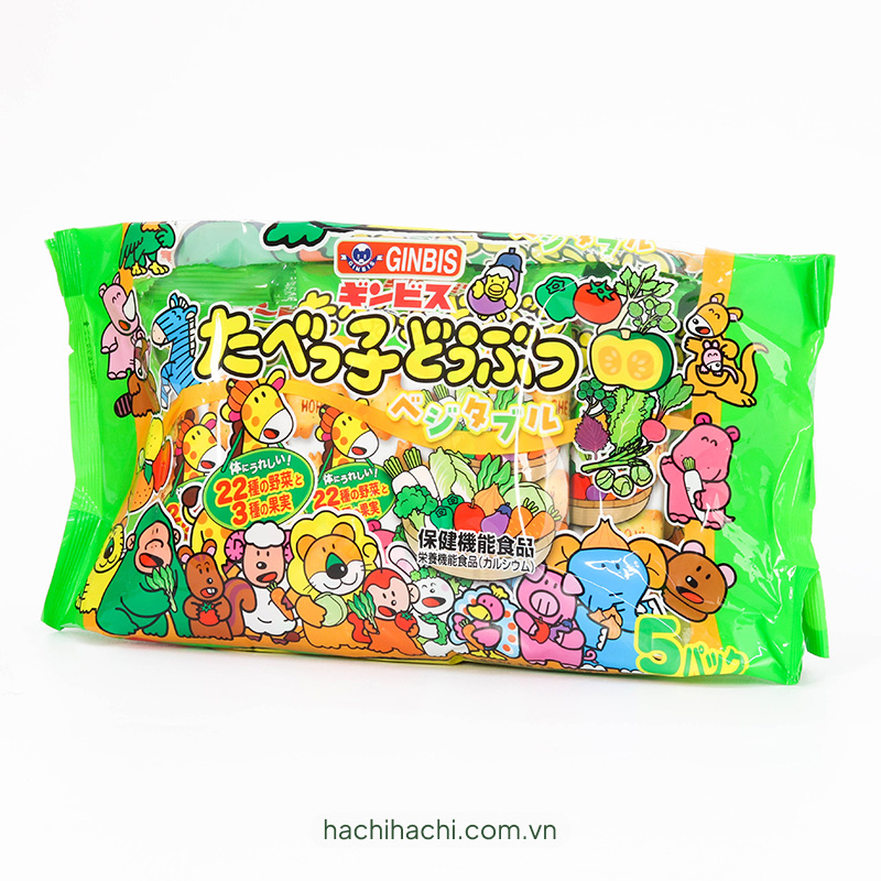 Bánh quy ăn dặm Ginbis hình thú vị rau củ 100g (5 gói) thương hiệu GINBIS