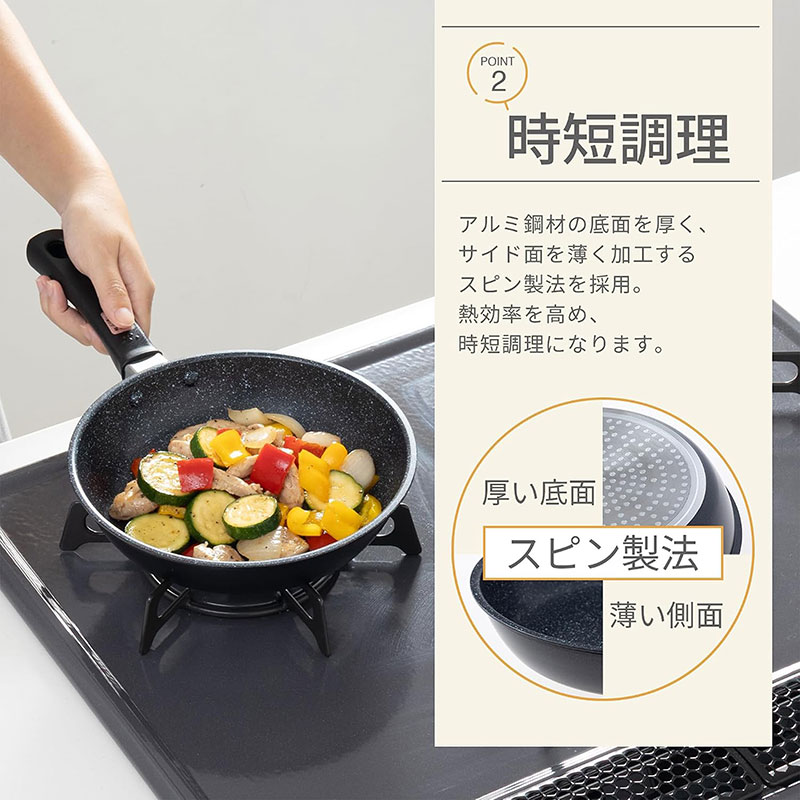 Chảo bếp chống dính đá hoa cương KAI, CHO KARUI IH FRYPAN - 20cm, DW5628, dùng được bếp từ thương hiệu KAI