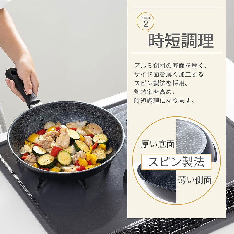 Chảo bếp chống dính đá hoa cương KAI, CHO KARUI IH FRYPAN - 26cm, DW5629, dùng được bếp từ thương hiệu KAI