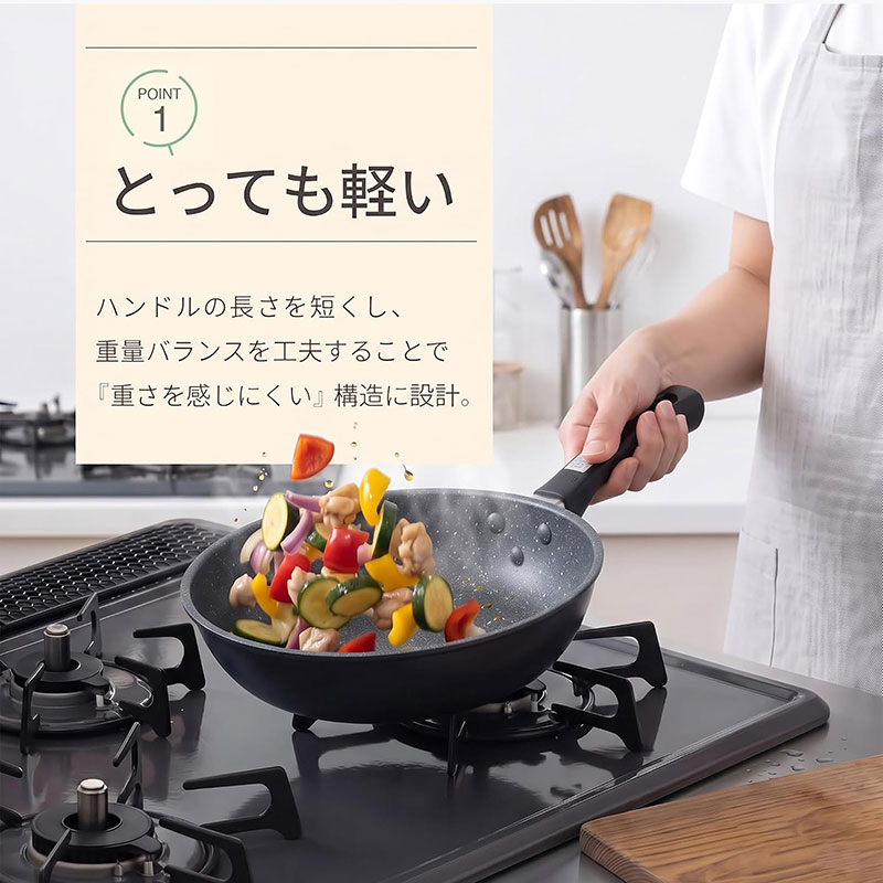 Chảo bếp chống dính đá hoa cương KAI, CHO KARUI IH DEEP PAN - 28cm, DW5634 (Lòng sâu), dùng được bếp từ thương hiệu KAI