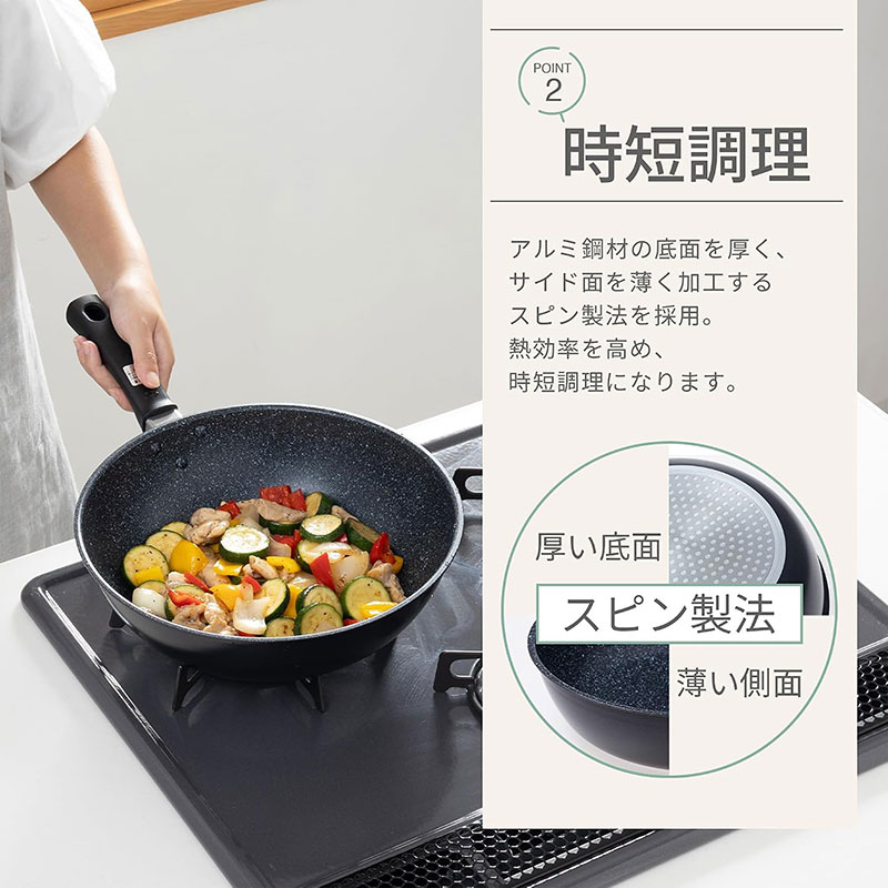 Chảo bếp chống dính đá hoa cương KAI, CHO KARUI IH DEEP PAN - 28cm, DW5634 (Lòng sâu), dùng được bếp từ thương hiệu KAI