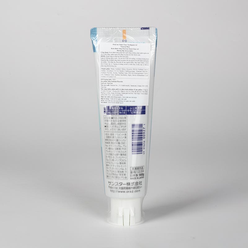 Kem đánh răng Nhật Bản Ora2 me Stain Clear hương bạc hà tự nhiên 140g, Răng trắng bóng, hơi thở thơm mát thương hiệu SUNSTAR
