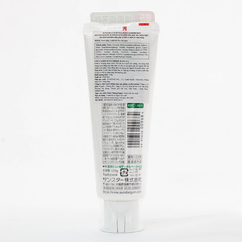 Kem đánh răng Nhật Bản Sunstar Gum LB - Hương bạc hà thảo mộc 120g thương hiệu SUNSTAR