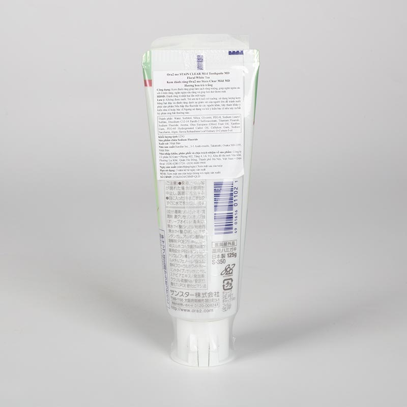Kem đánh răng Nhật Bản Ora2 me Stain Clear hương hoa trà trắng 125g, Răng trắng bóng, hơi thở thơm mát (Loại dịu nhẹ) thương hiệu SUNSTAR
