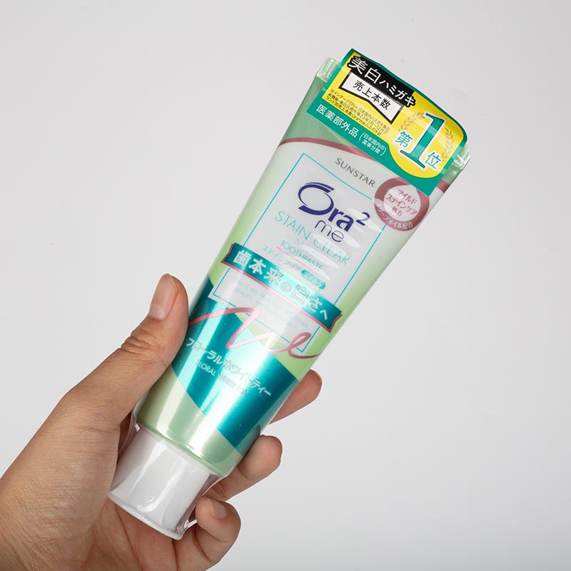 Kem đánh răng Nhật Bản Ora2 me Stain Clear hương hoa trà trắng 125g, Răng trắng bóng, hơi thở thơm mát (Loại dịu nhẹ) thương hiệu SUNSTAR