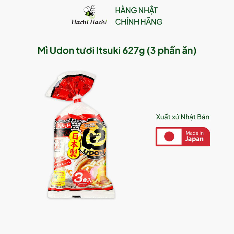 Mì Udon tươi Itsuki 627g (3 phần ăn) thương hiệu ITSUKI FOODS
