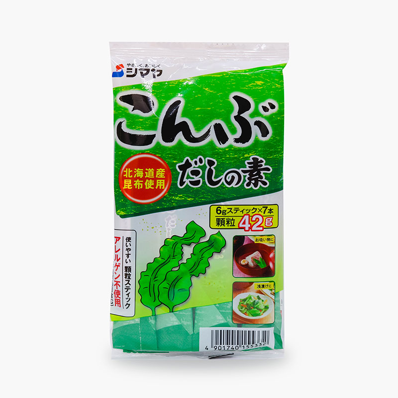 Bột nêm Dashi tảo bẹ Kombu Shimaya 42g (6gx7 gói), sử dụng tảo bẹ đặc sản Hokkaido Nhật Bản