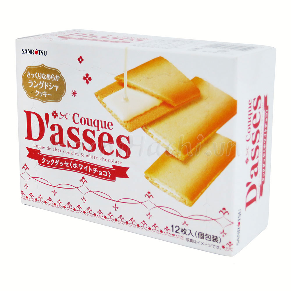 Bánh Quy D'ASSES trắng nhân Sô Cô La (90g, 12 cái) thương hiệu SANRITSU SEIKA