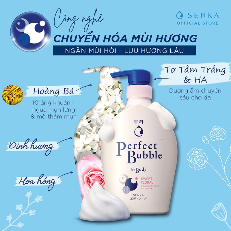 Sữa tắm thơm dưỡng mềm mịn Shiseido Senka 500ml Hương hoa hồng & đinh hương thương hiệu SENKA