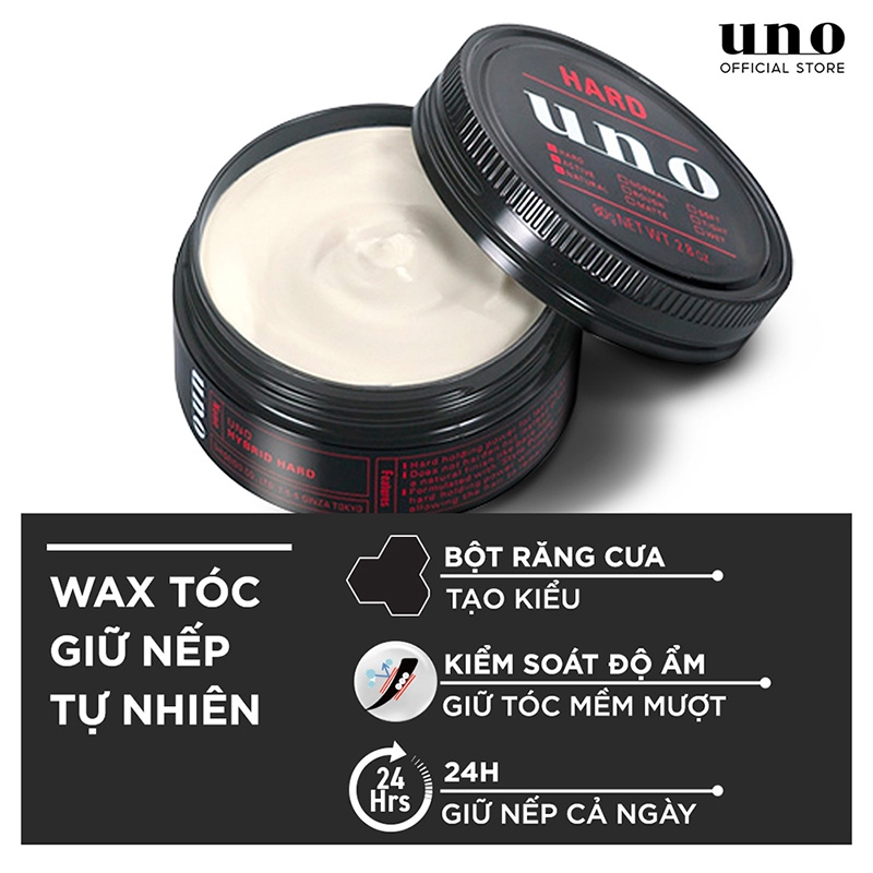 Sáp vuốt tóc tạo kiểu giữ nếp tự nhiên UNO Hard 80g thương hiệu 