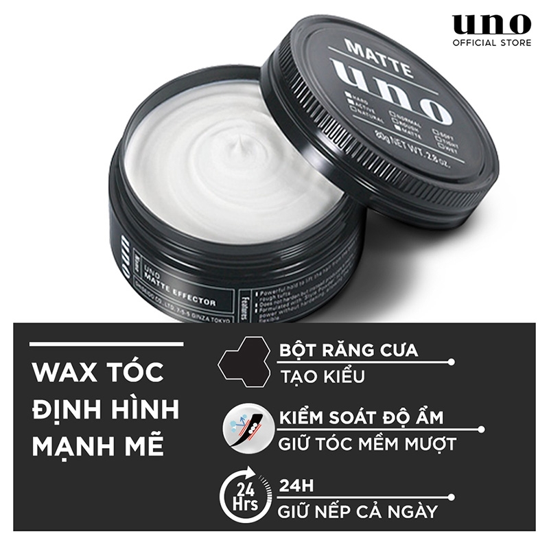 Sáp vuốt tóc tạo kiểu định hình mạnh mẽ UNO Matte 80g thương hiệu 