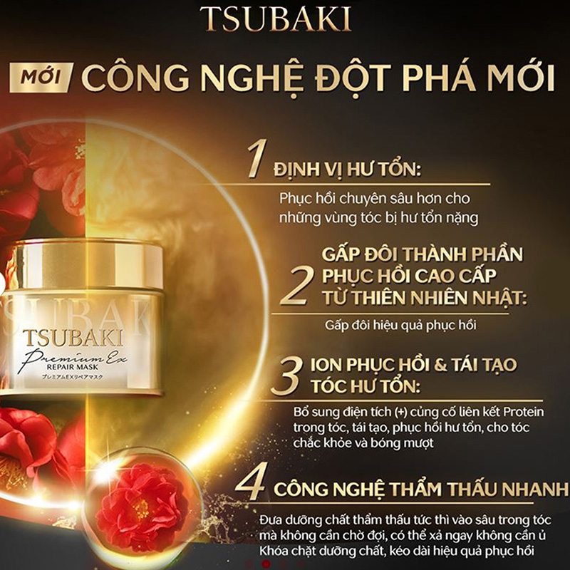 Mặt nạ ủ tóc cao cấp phục hồi hư tổn Tsubaki Shiseido 180g  thương hiệu TSUBAKI
