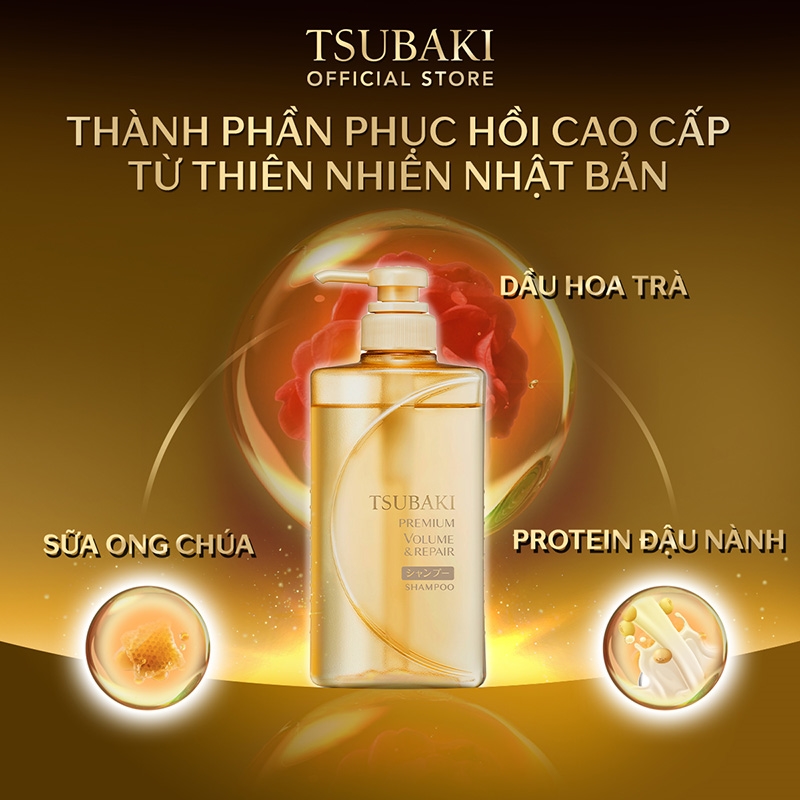 Dầu gội cao cấp phục hồi & ngăn rụng tóc Tsubaki 490 ml (Không chứa Silicon) thương hiệu TSUBAKI