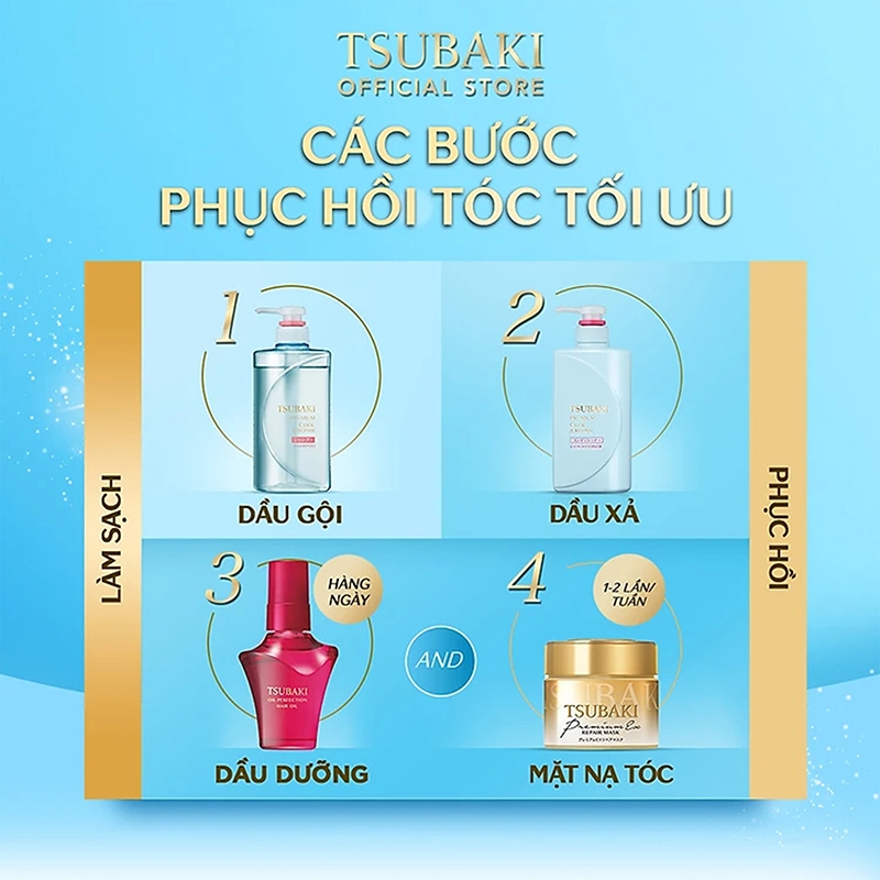 Bộ gội xả sạch dầu mát lạnh Tsubaki premium cool 490ml thương hiệu TSUBAKI