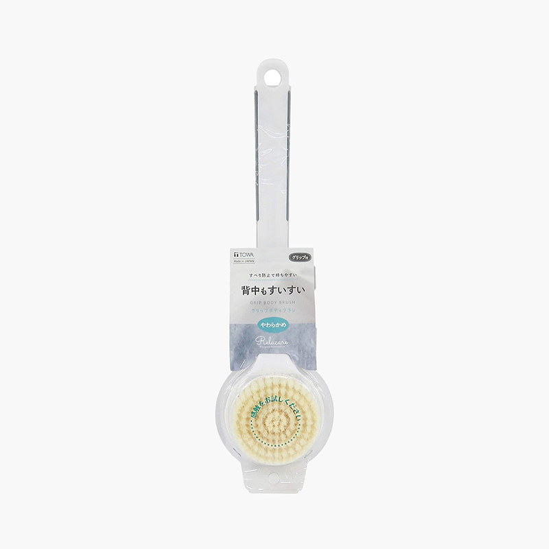 Bàn chải khô body, tẩy da chết, tắm massage toàn thân Towa 34cm (Lông mềm - Cán nhựa)
