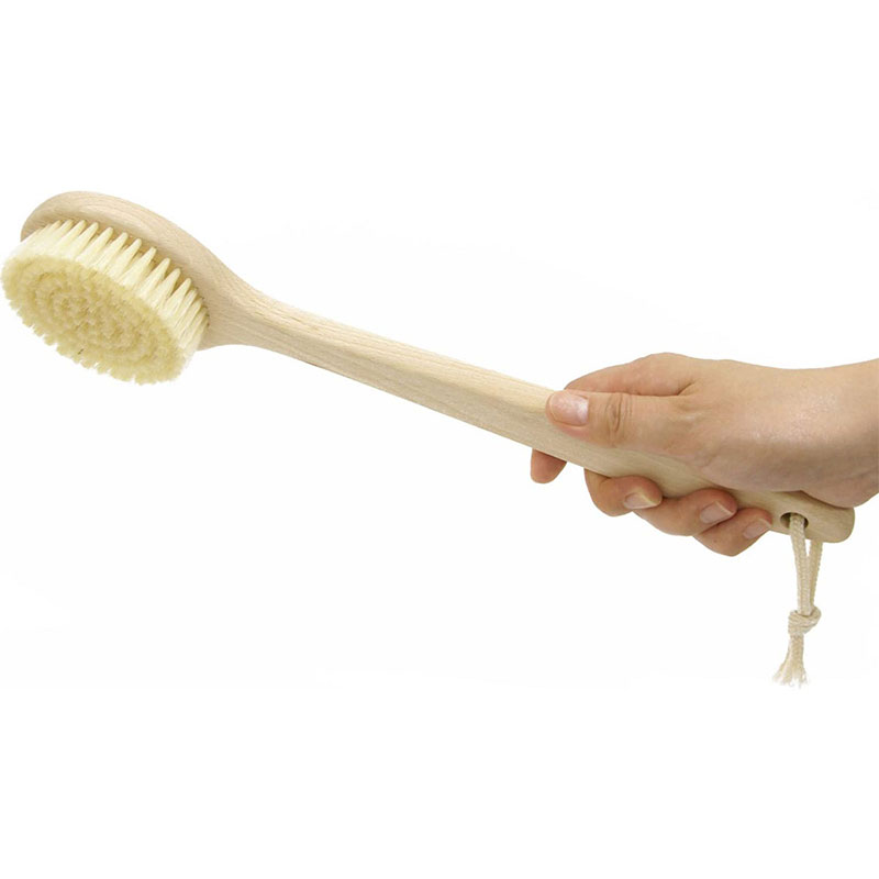 Bàn chải khô body, tẩy da chết, tắm massage toàn thân Towa 35cm (Lông tự nhiên - Cán gỗ) thương hiệu TOWA