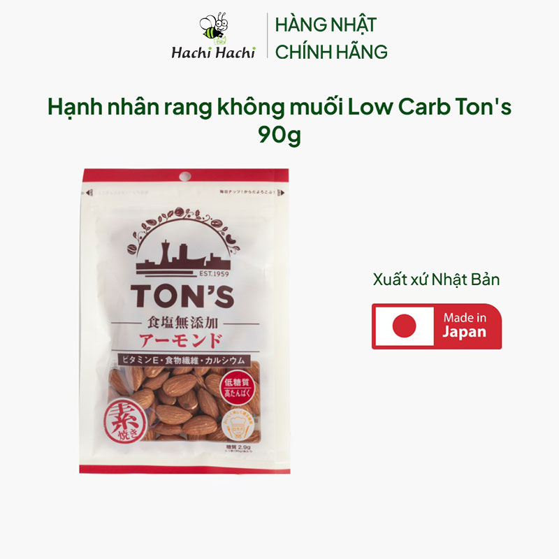 Hạnh nhân rang không muối Low Carb Ton's 90g thương hiệu TON'S