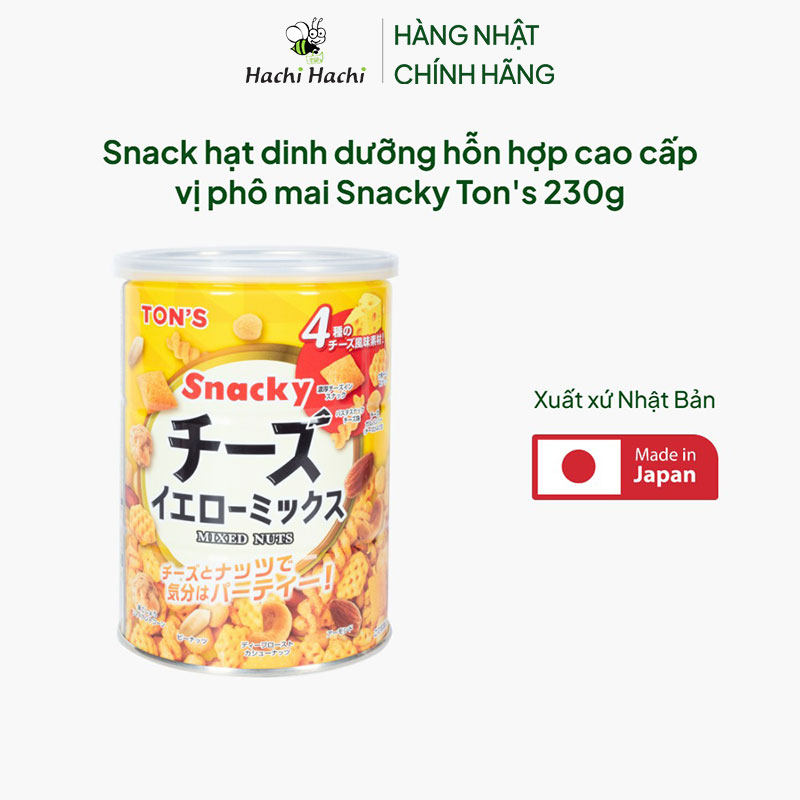 Snack hạt dinh dưỡng hỗn hợp Nhật Bản cao cấp vị phô mai Snacky Ton's 230g thương hiệu TON'S