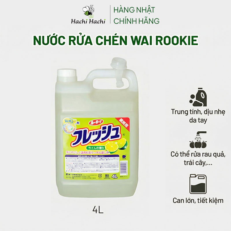 Nước rửa chén Wai Rookie V nhà bếp can 4L thương hiệu TOYOTA TSUSHO