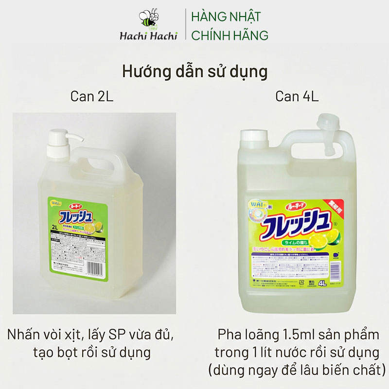 Nước rửa chén Wai Rookie V nhà bếp can 4L thương hiệu TOYOTA TSUSHO
