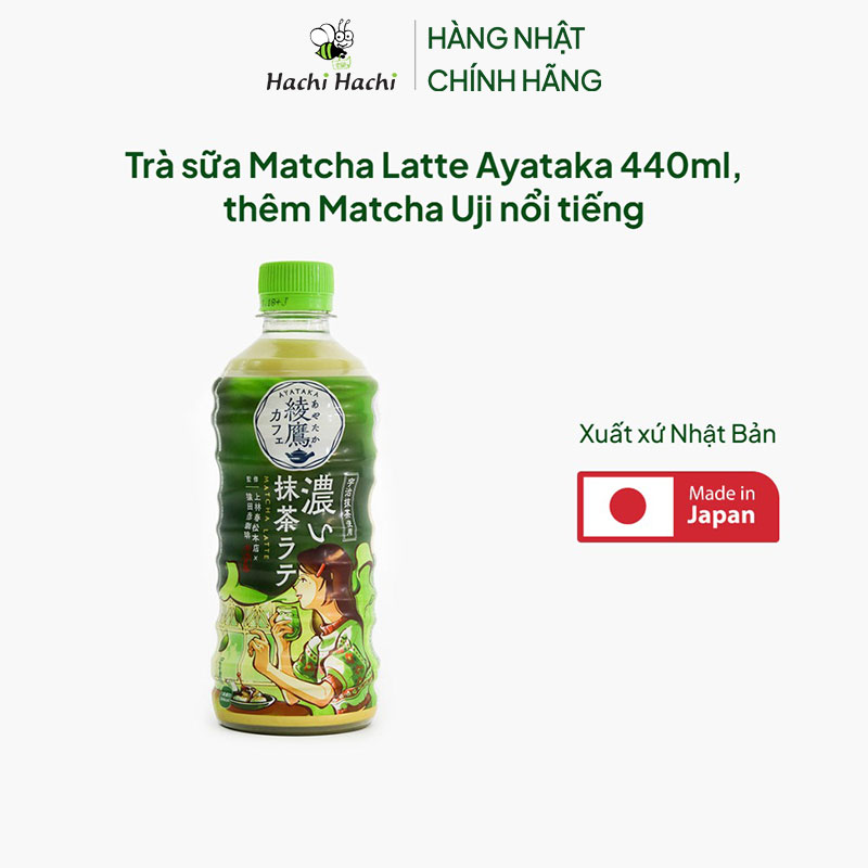 Trà sữa Matcha Latte Ayataka 440ml, thêm Matcha Uji nổi tiếng thương hiệu COCA COLA
