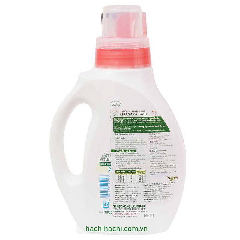 Nước giặt kháng khuẩn Kirasara Baby 900g thương hiệu NS FAFA JAPAN
