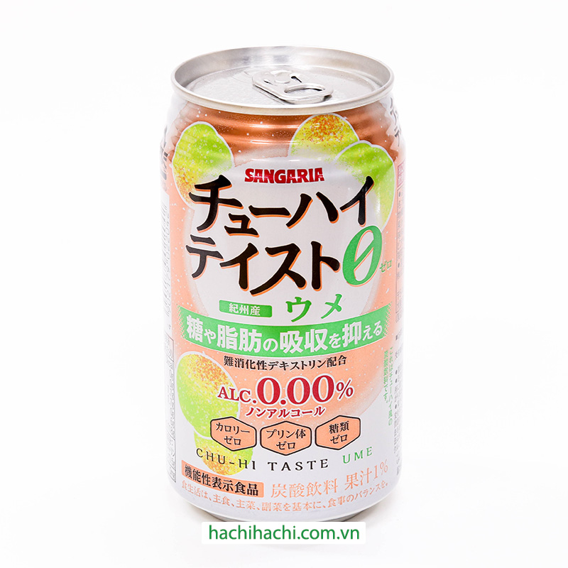 Nước soda mơ Nhật Bản Chuhai không đường và calo Sangaria 350g thương hiệu SANGARIA