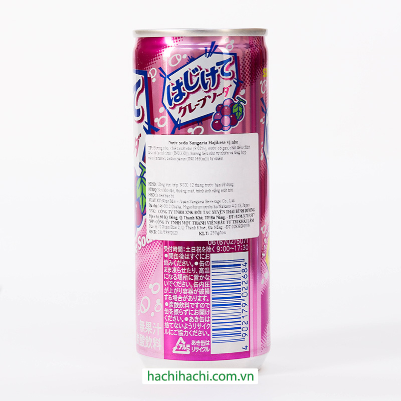 Nước soda Sangaria Hajikete vị Nho 250g thương hiệu SANGARIA