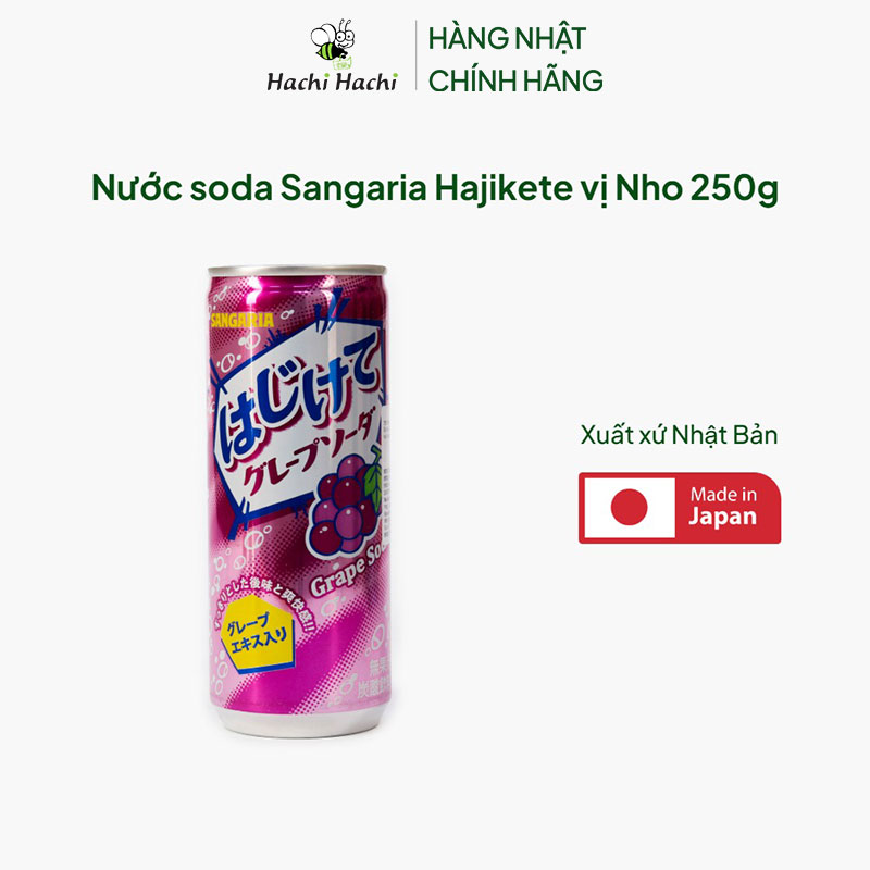 Nước soda Sangaria Hajikete vị Nho 250g thương hiệu SANGARIA